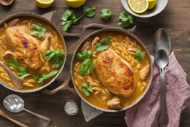 Recette soupe de poulet au citron et orzo