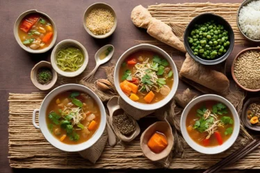 Recette soupe de riz et legumes style asiatique