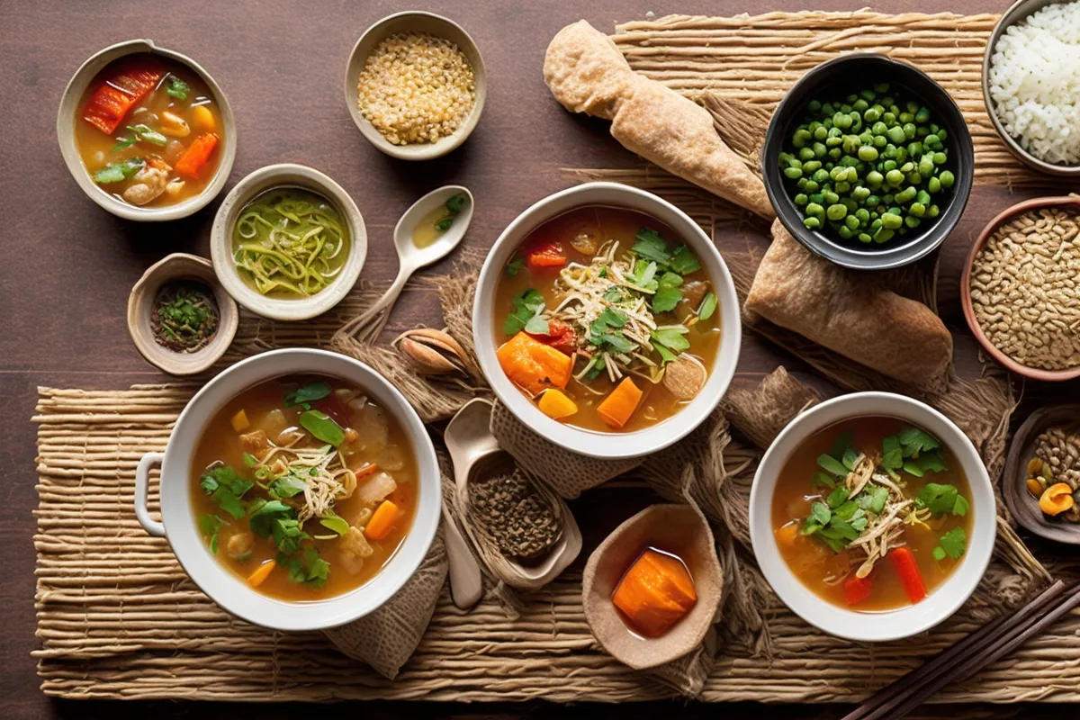 Recette soupe de riz et legumes style asiatique