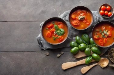 Recette soupe de tomates roties au basilic