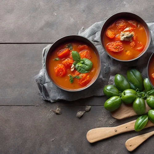 Recette soupe de tomates roties au basilic