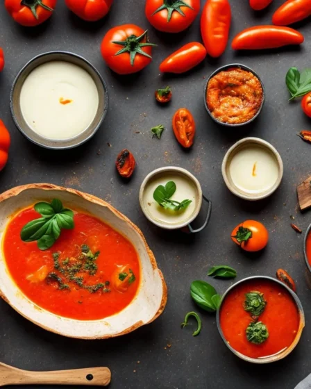 Recette veloute de tomates et poivrons grilles