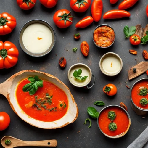 Recette veloute de tomates et poivrons grilles