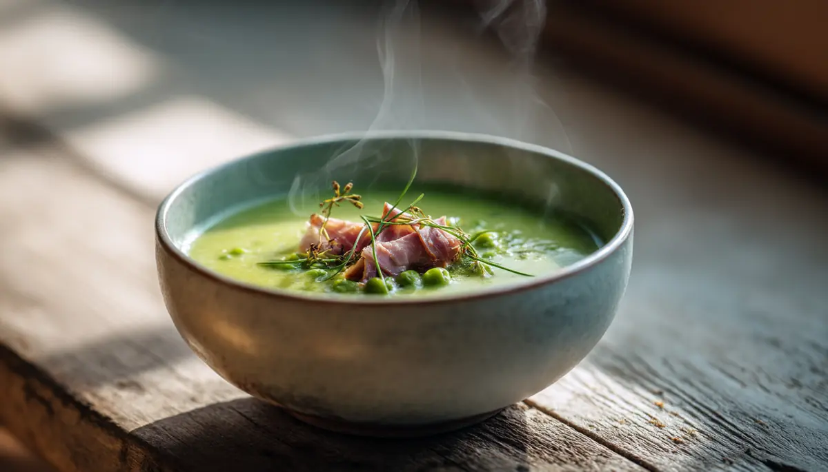 recette Soupe de pois verts au jambon cru